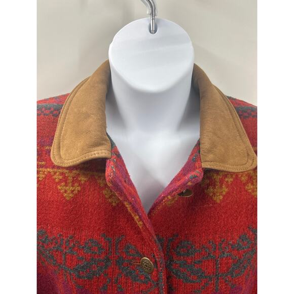Vintage Woolrich Floral Wool Barn Coat Jacket Blanket Chore L Made In USA - Picture 3 of 10